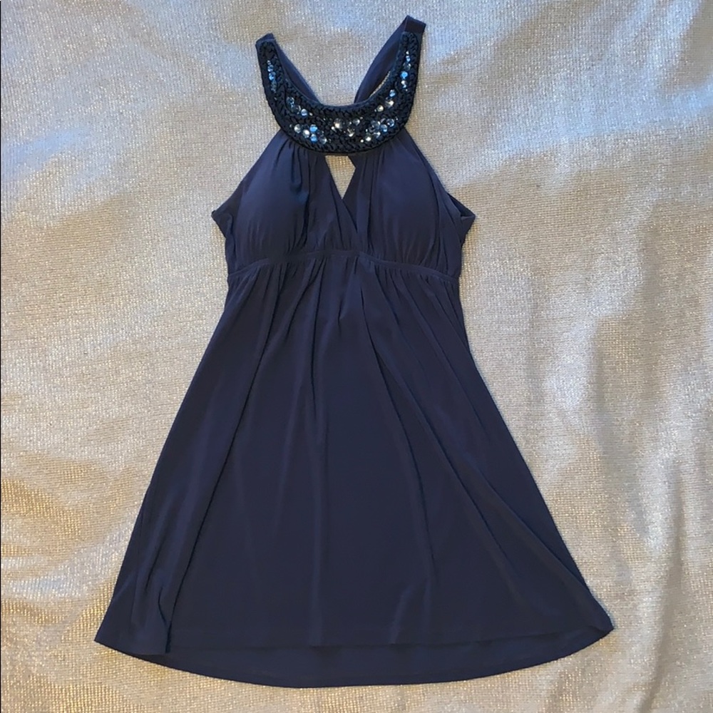 C. Graffitti Grey Cocktail Above Knee Dress